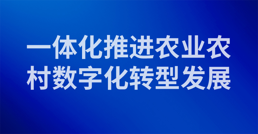 一体化推进农业农村数字化转型发展